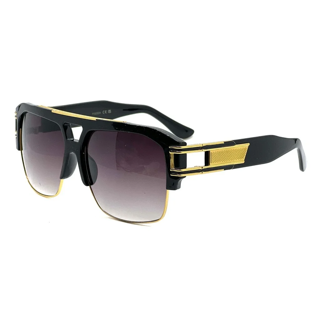 Men's Square Sunglasses Gold Black Gradient Designer Fashion Eyewear‎ Trendy New